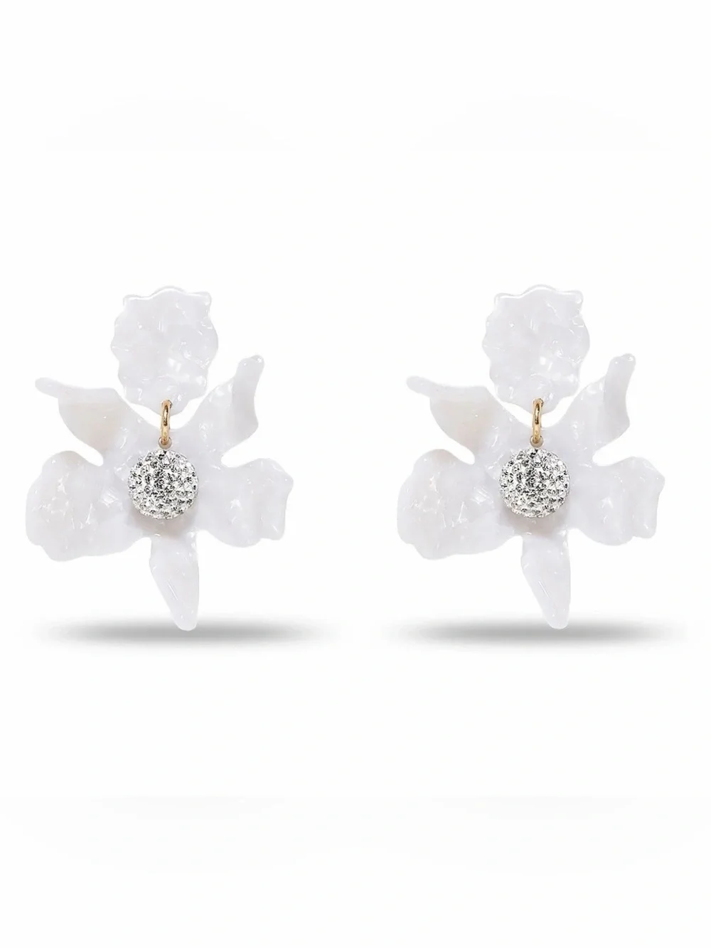 Mother of pearl small crystal lily earrings